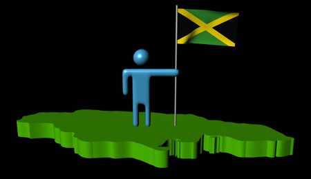 Abstract person with flag on Jamaica map illustrationの写真素材
