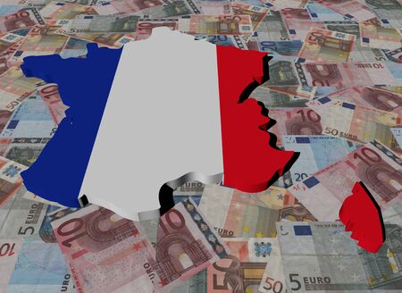 France Map flag on Euros illustrationの写真素材