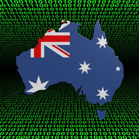 Australia map flag over binary background illustrationの写真素材