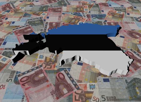 Estonia Map flag on Euros illustrationの写真素材