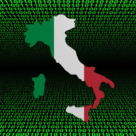 Italy map flag over binary background illustrationの写真素材