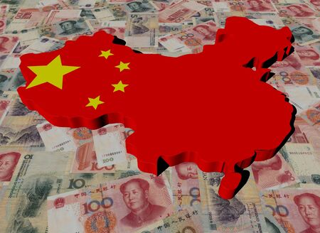 China Map flag on Yuan illustrationの写真素材