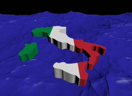 Italy map flag in abstract ocean illustrationの写真素材
