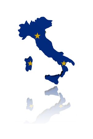 Italy map with EU flag illustrationの写真素材