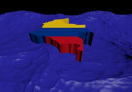 Colombia map flag in abstract ocean illustrationの写真素材