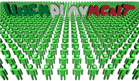 Italian people with unemployment text illustration
