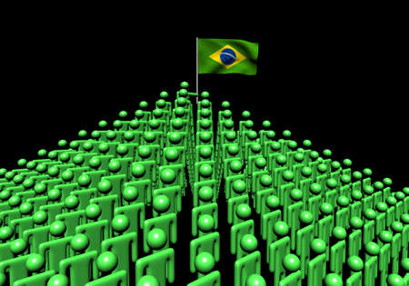 Pyramid of abstract people with Brazil flag illustrationの写真素材