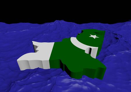 Pakistan map flag in abstract ocean illustrationの写真素材