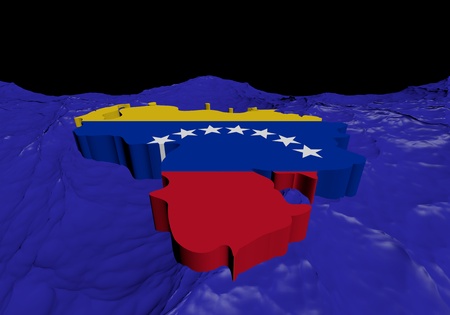 Venezuela map flag in abstract ocean illustration
