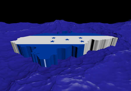 Honduras map flag in abstract ocean illustrationの写真素材