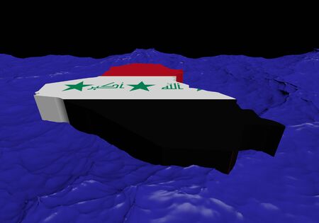 Iraq map flag in abstract ocean illustrationの写真素材
