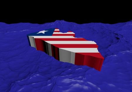 Liberia map flag in abstract ocean illustrationの写真素材