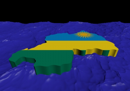 Rwanda map flag in abstract ocean illustrationの写真素材
