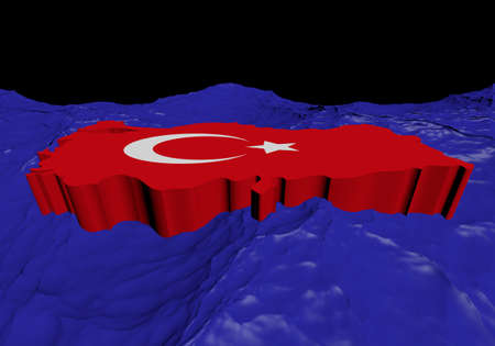 Turkey map flag in abstract ocean illustrationの写真素材