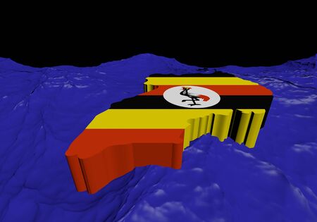 Uganda map flag in abstract ocean illustrationの写真素材