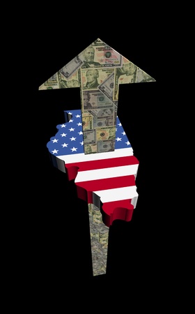 American dollars arrow and Illinois map flag illustrationの写真素材