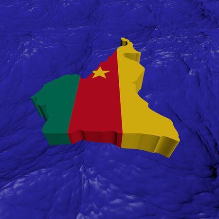 Cameroon map flag in abstract ocean illustrationの写真素材