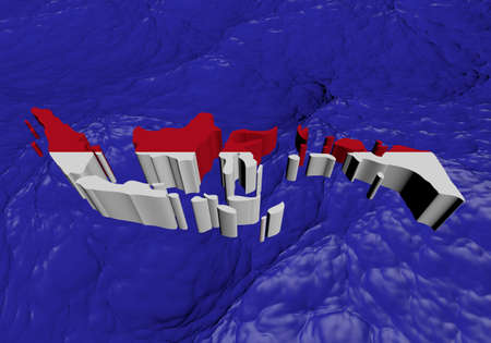 Indonesia map flag in abstract ocean illustrationの写真素材