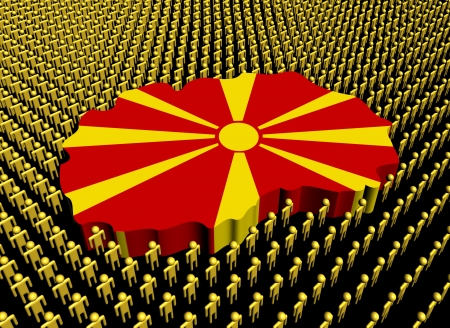 Macedonia map flag surrounded by many abstract people illustrationの写真素材