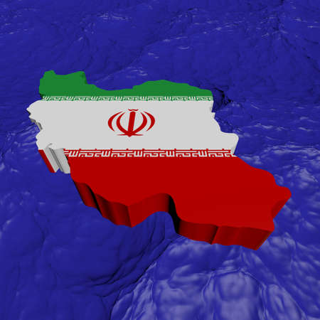 Iran map flag in abstract ocean illustrationの写真素材