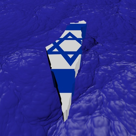 Israel map flag in abstract ocean illustrationの写真素材