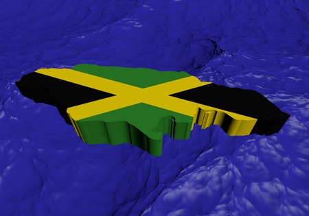 Jamaica map flag in abstract ocean illustrationの写真素材