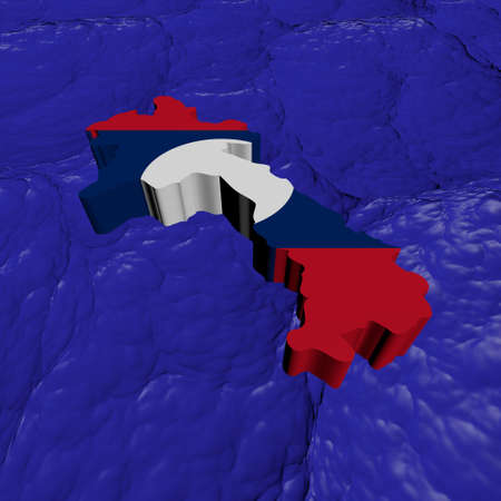 Laos map flag in abstract ocean illustrationの写真素材