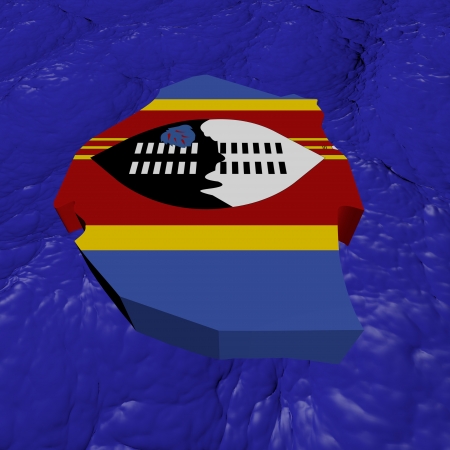 Swaziland map flag in abstract ocean illustrationの写真素材