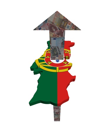European Euros arrow and Portugal map flag illustrationの写真素材