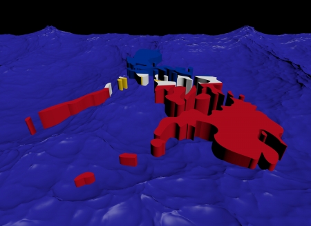 Philippines map flag in abstract ocean illustrationの写真素材