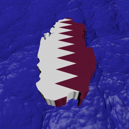 Qatar map flag in abstract ocean illustrationの写真素材