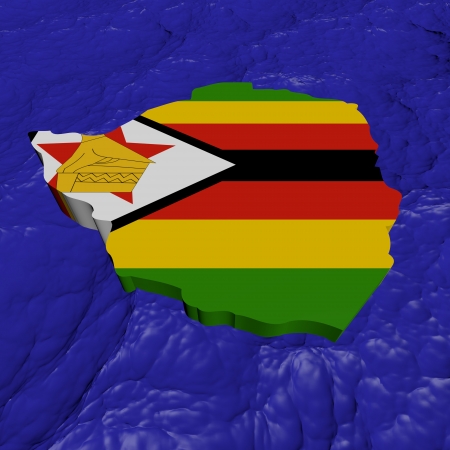 Zimbabwe map flag in abstract ocean illustrationの写真素材