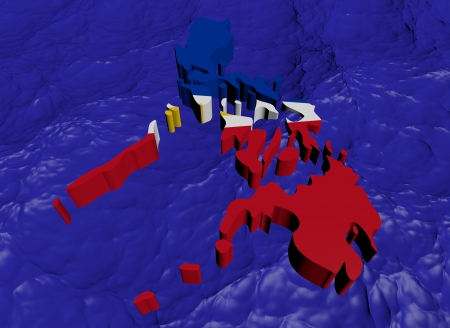 Philippines map flag in abstract ocean illustrationの写真素材