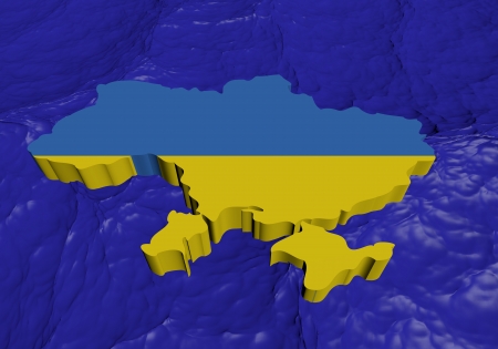 Ukraine map flag in abstract ocean illustrationの写真素材