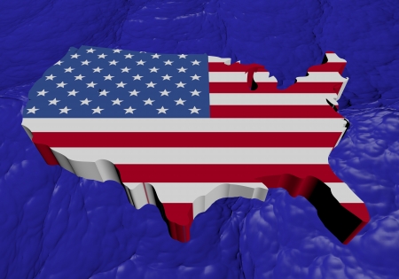 USA map flag in abstract ocean illustrationの写真素材