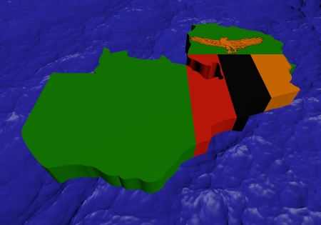 Zambia map flag in abstract ocean illustrationの写真素材
