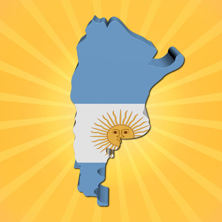 Argentina map flag on sunburst illustrationの写真素材
