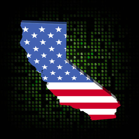 California map flag on dollar symbols illustrationの写真素材
