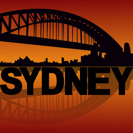 Sydney Harbour Bridge reflected at sunset vector illustrationのイラスト素材