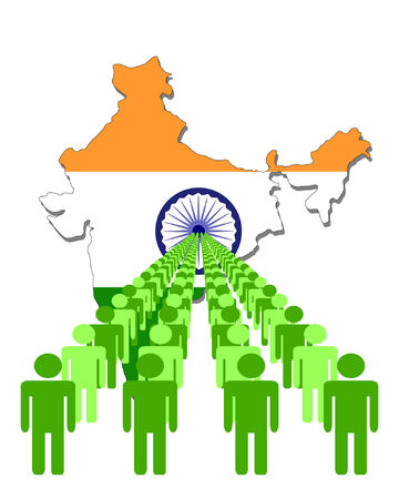 Lines of people with India map flag vector illustrationのイラスト素材