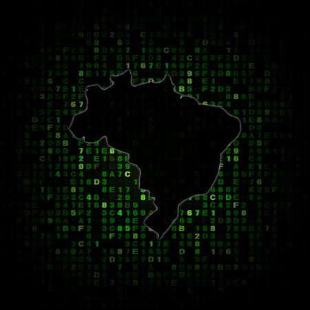 Brazil map silhouette on hex code illustrationの写真素材