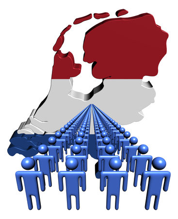 Lines of people with Netherlands map flag illustrationの写真素材