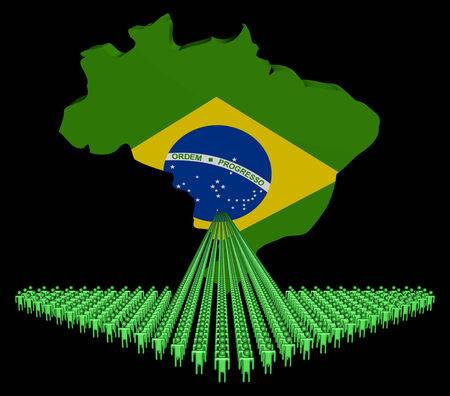 Arrow of people with Brazil map flag illustrationの写真素材
