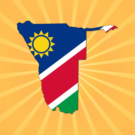 Namibia map flag on sunburst illustrationのイラスト素材