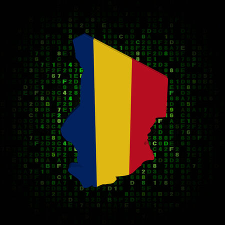 Chad map flag on hex code illustrationの写真素材