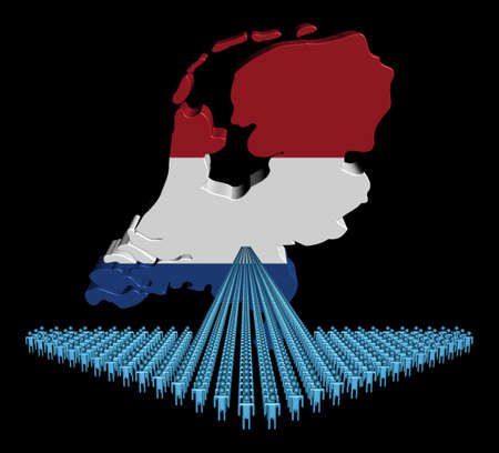 Arrow of people with Netherlands map flag illustrationの写真素材