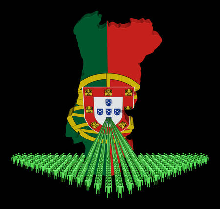 Arrow of people with Portugal map flag illustrationの写真素材