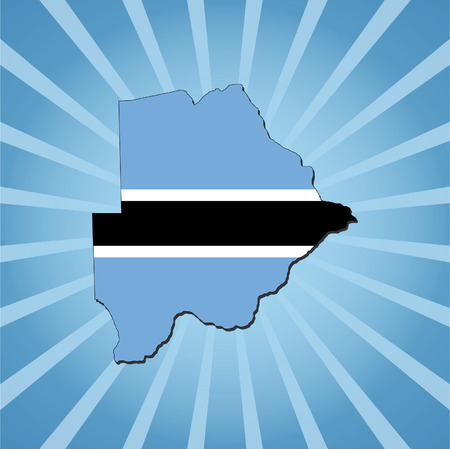 Botswana map flag on blue sunburst illustrationのイラスト素材