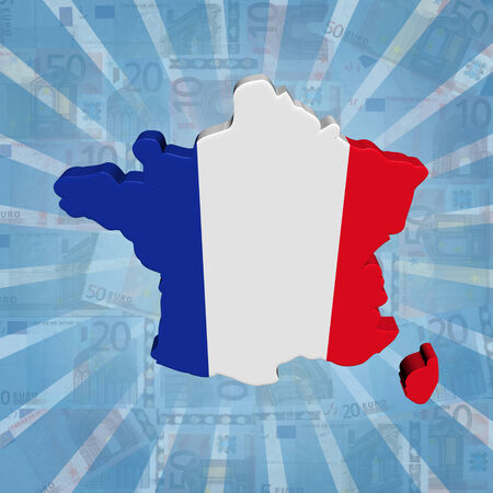 France map flag on euros sunburst illustrationの写真素材