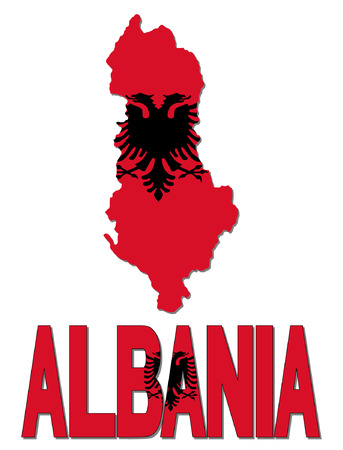 Albania map flag and text vector illustrationのイラスト素材
